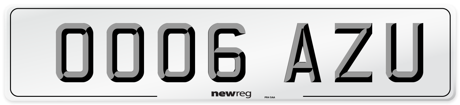 OO06 AZU Number Plate from New Reg